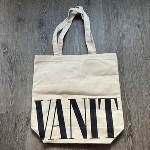 Vanity Fair Canvas Tote Bag Black Logo Natural Color
